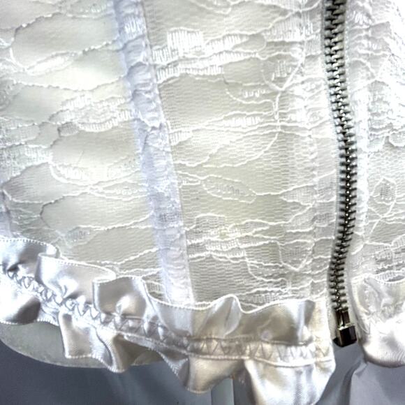 Corset Overbust size xl White bridal lace up back zipper front NwoT Lots of room - Picture 8 of 10